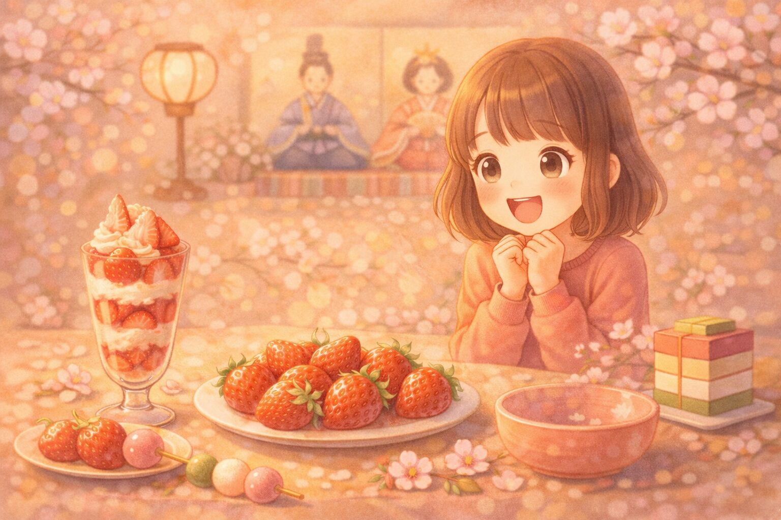 ひな祭り喜ぶ女の子