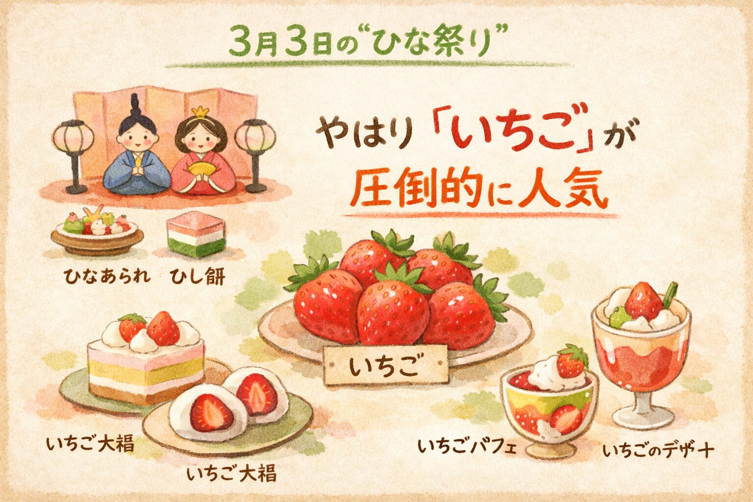 ひな祭りの日に人気がある果物｜いちご