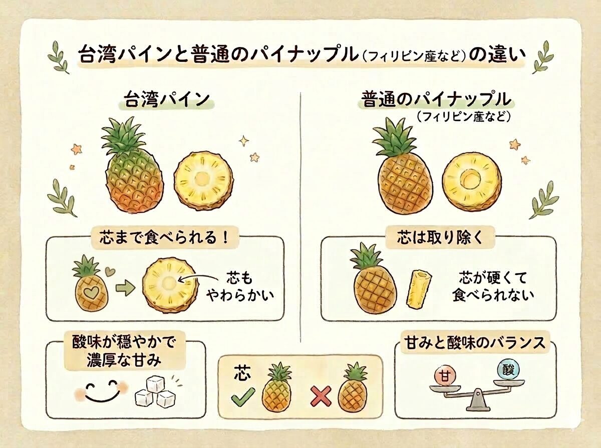 台湾パインと普通のパイナップルの違い