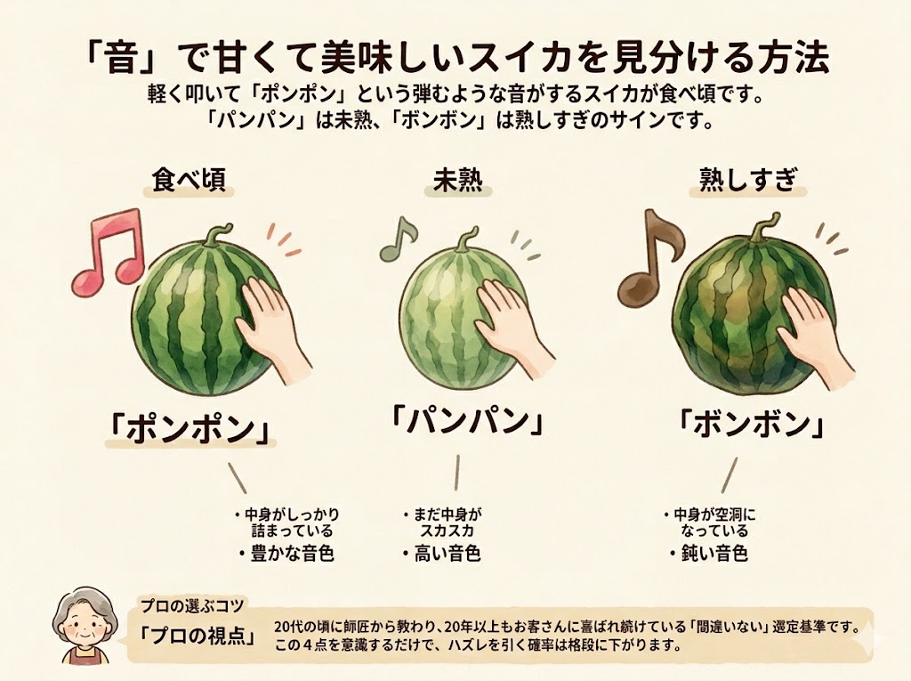 「音」で甘くて美味しいスイカを見分ける方法