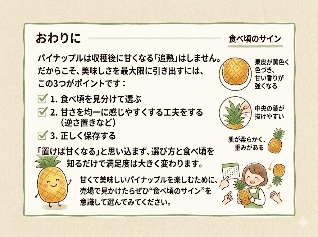 おわりに｜パイナップルは追熟しない