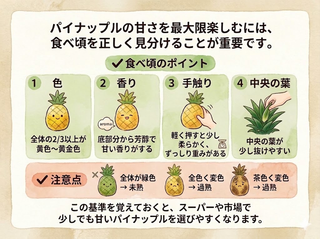 パイナップルの食べ頃・見分け方