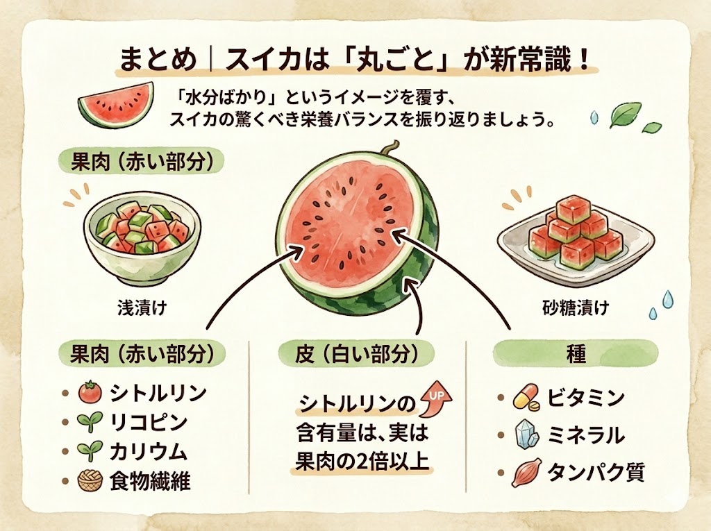 おわりに｜スイカは果肉も皮も種も栄養たっぷり