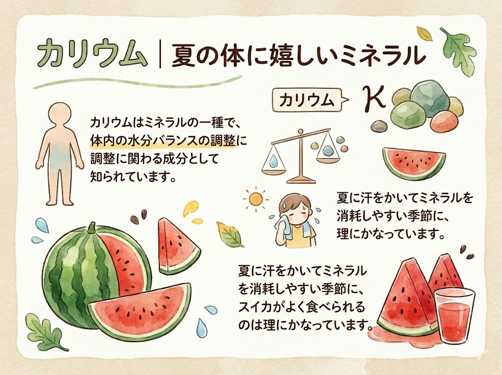 スイカのカリウム｜夏の体に嬉しいミネラル