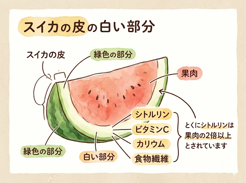 スイカの皮（白い部分）に含まれる栄養素