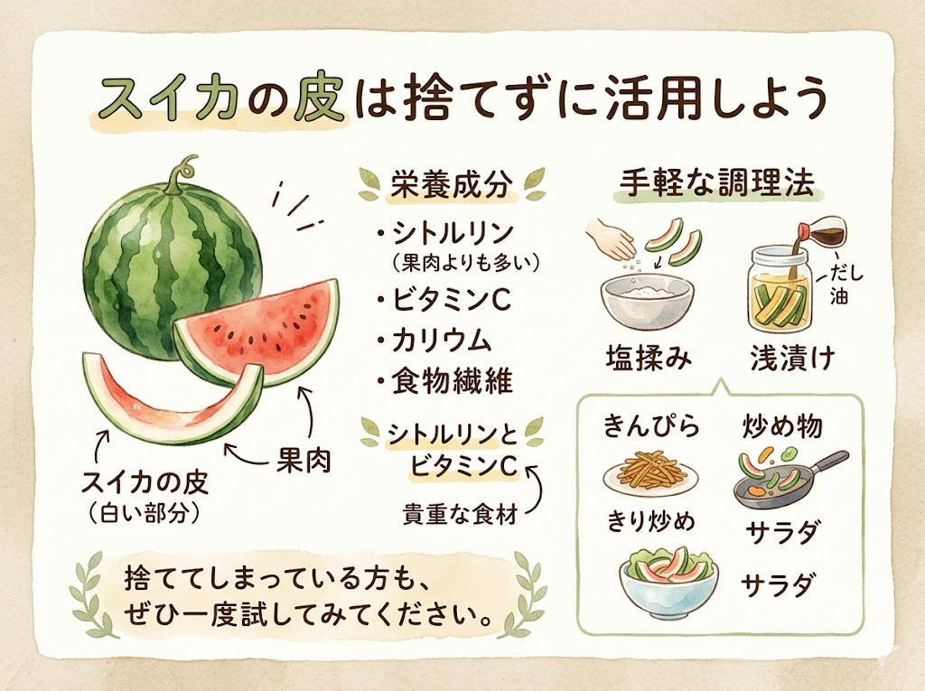 スイカの皮は捨てずに活用しよう