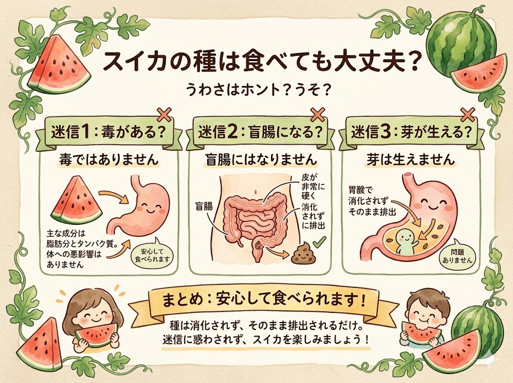 スイカの種は食べても大丈夫？毒・盲腸の噂は本当か