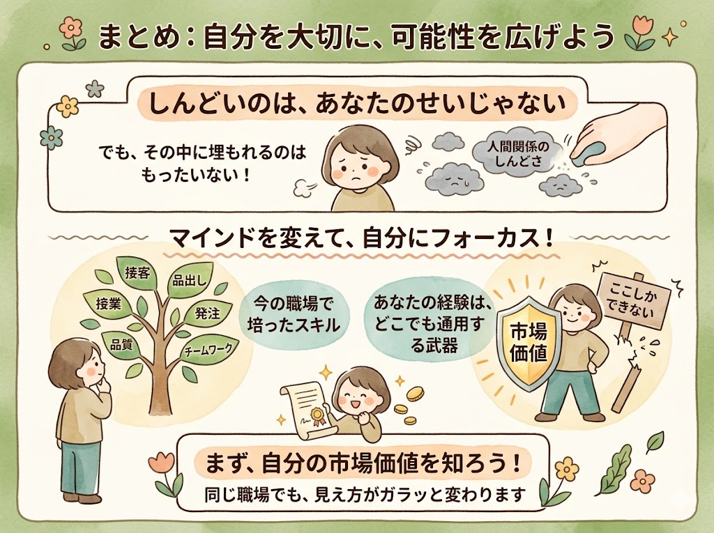 スーパーの人間関係がしんどいのは、あなたのせいじゃない。でも、そのしんどさの中に埋もれたままでいるのはもったいない。