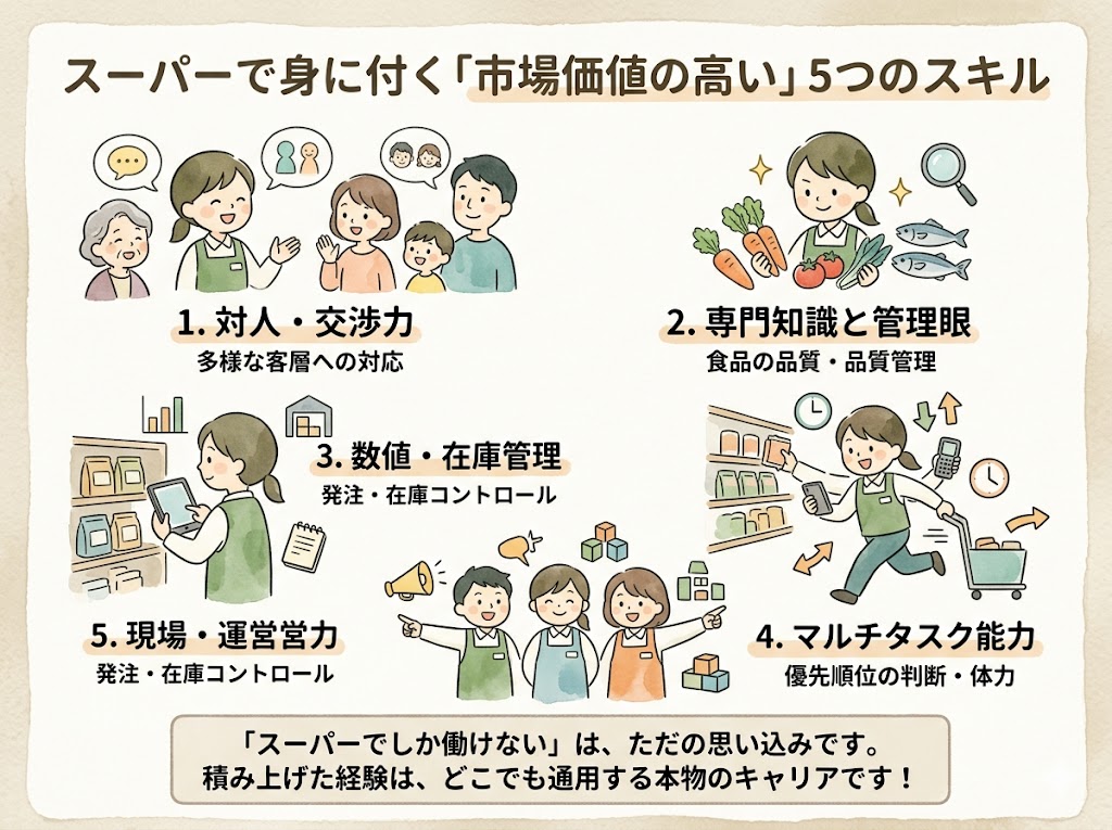 スーパーで身に付くスキルは、じつは市場価値が高い