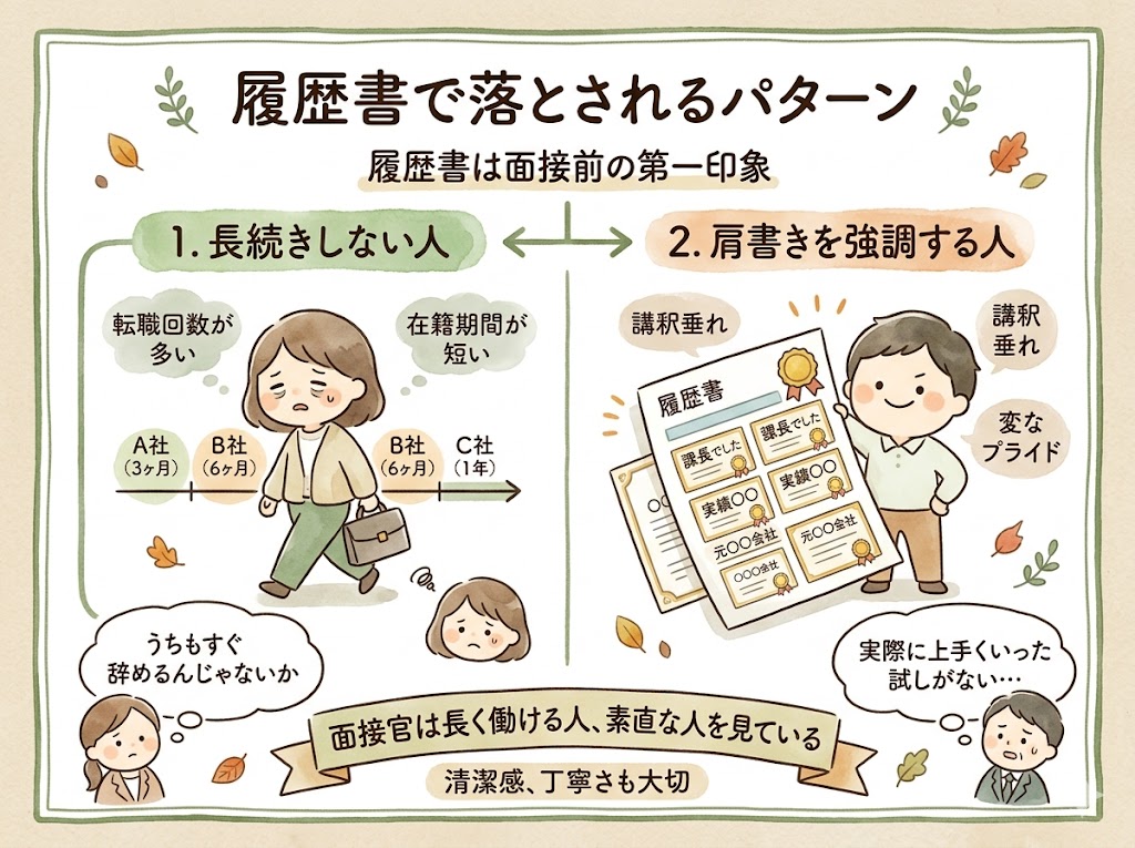 スーパーの面接、履歴書で落とされるパターン