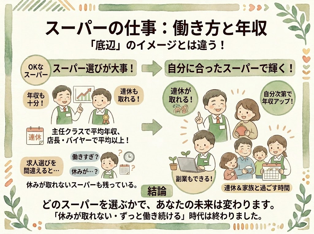 年収も働き方も、働くスーパーとその人次第。「底辺」というイメージとは全然違う。