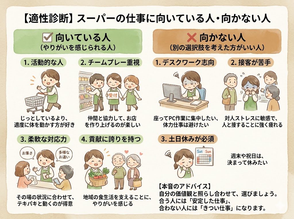 スーパーの仕事に向いている人・向かない人