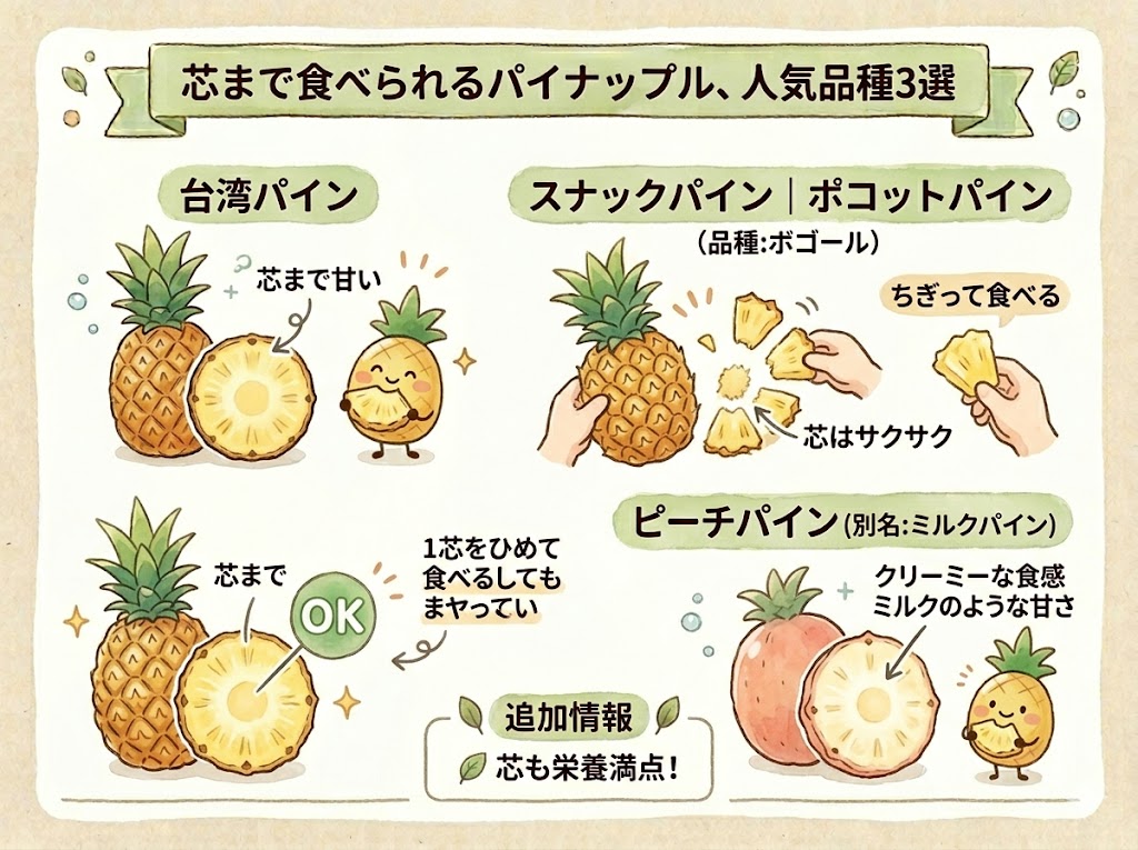 芯まで食べられるパイナップル、人気品種3選