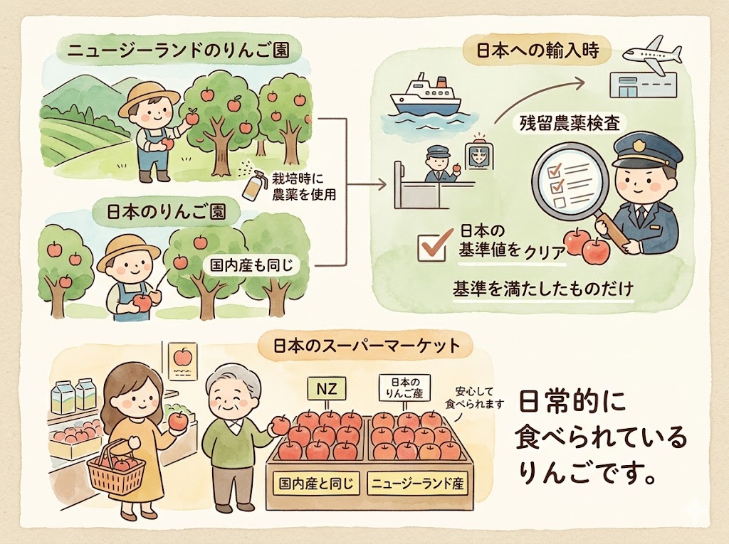 ニュージーランド産りんごの農薬はどうなの？
