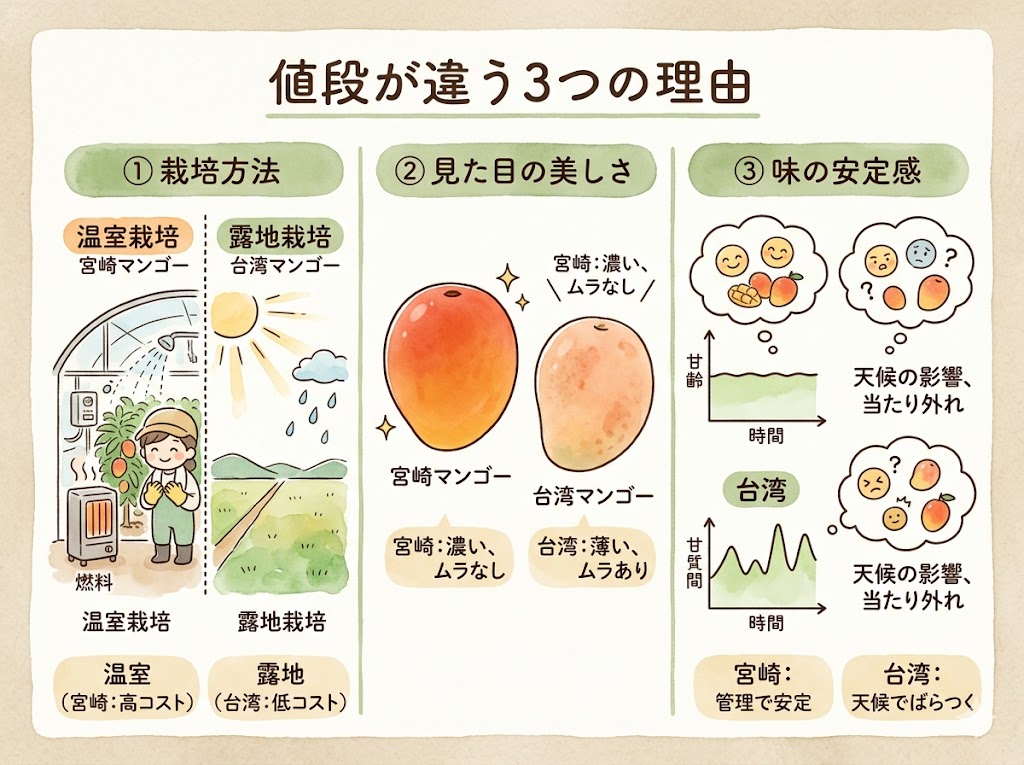 みやざきマンゴーと台湾マンゴーの値段が違う3つの理由