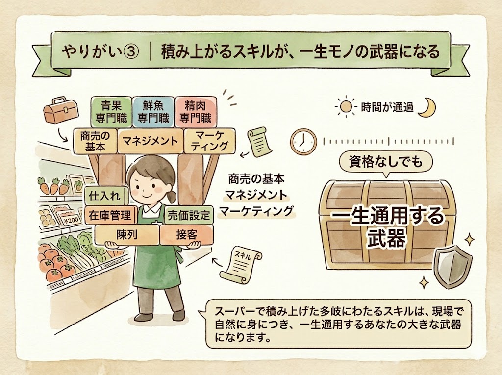 スーパーのやりがい③｜積み上がるスキルが、一生モノの武器になる