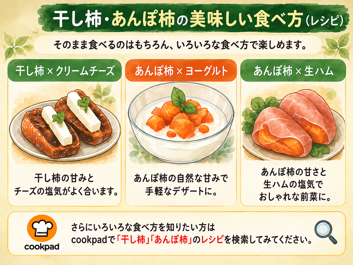 干し柿・あんぽ柿の美味しい食べ方（レシピ）