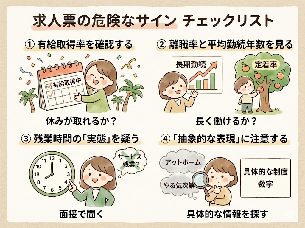 求人票でブラックスーパーを事前に見抜く4つのチェックポイント