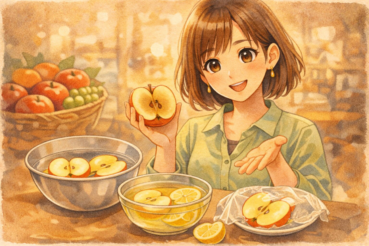 りんごの変色（酸化）を防ぐ！おなじみの保存術