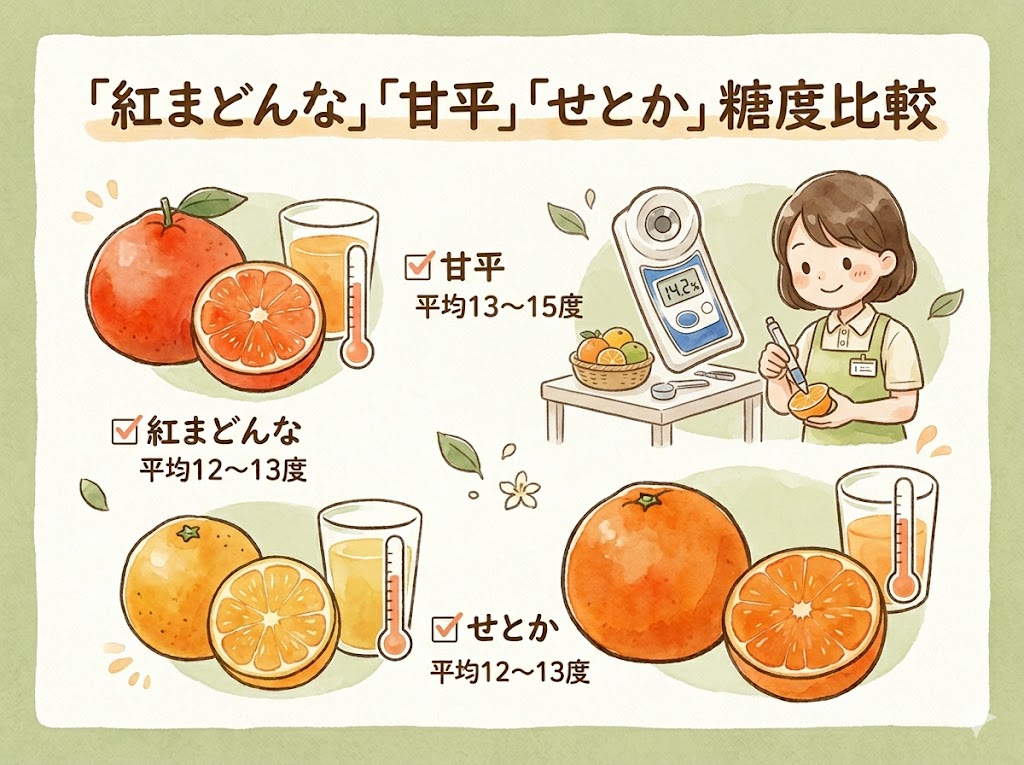 紅まどんな・甘平・せとか 糖度比較