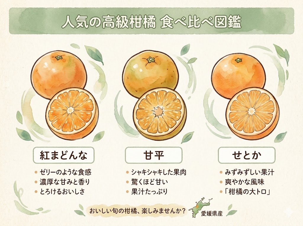 紅まどんな・甘平・せとかの違いをわかりやすく比較