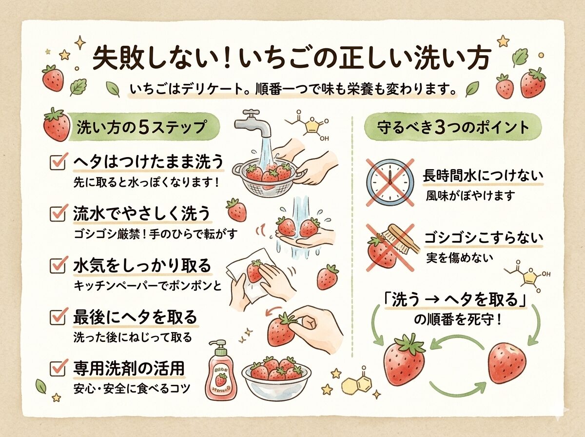いちごの正しい洗い方