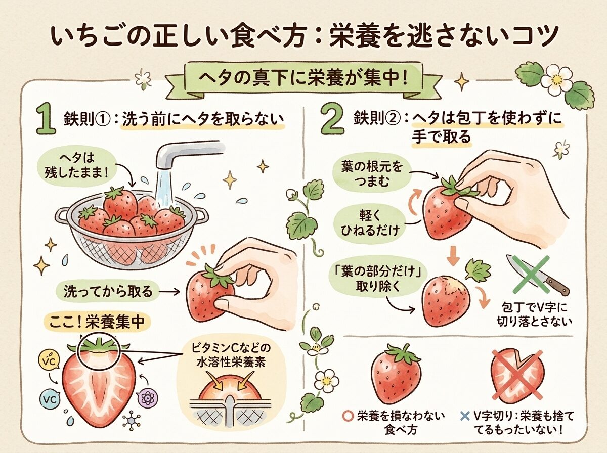 いちごの栄養を逃さない正しい食べ方