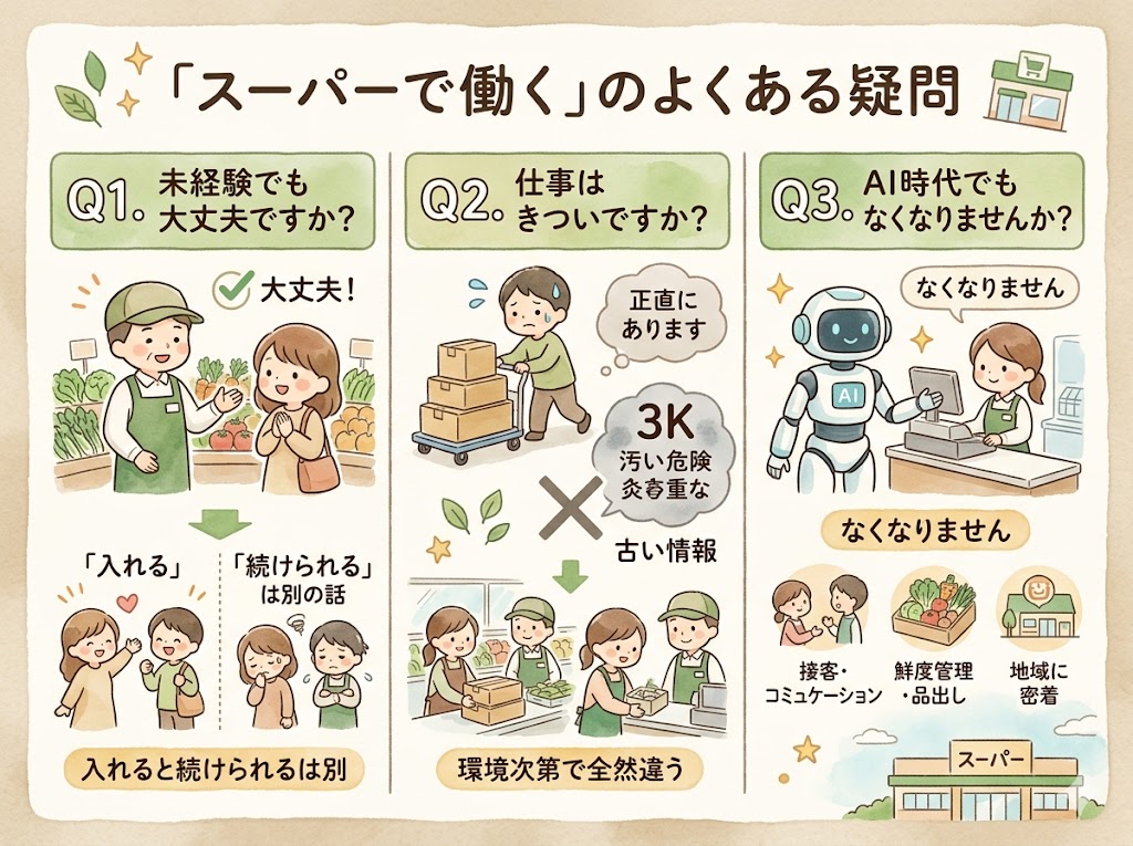 スーパーへの転職で、よくある疑問（Q&A）