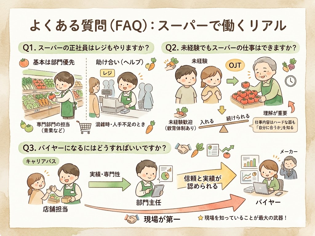 スーパー正社員の仕事でよくある質問（Q&A）