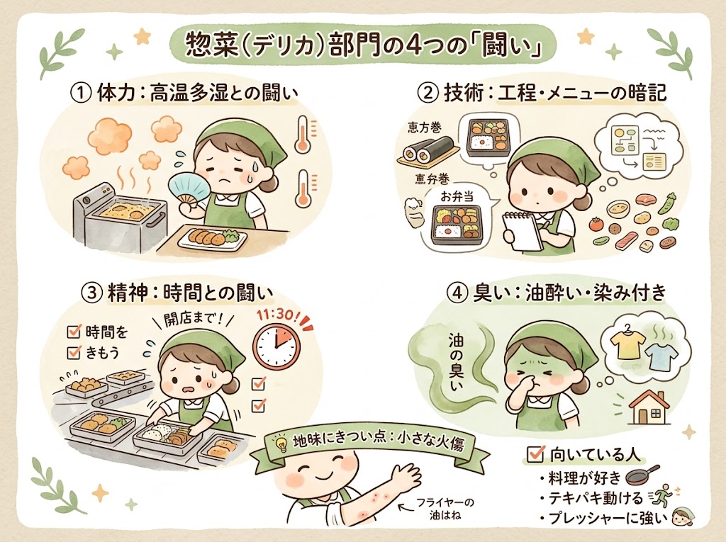 スーパーのきつい部門3位【惣菜（デリカ）部門】時間との闘いと油の洗礼