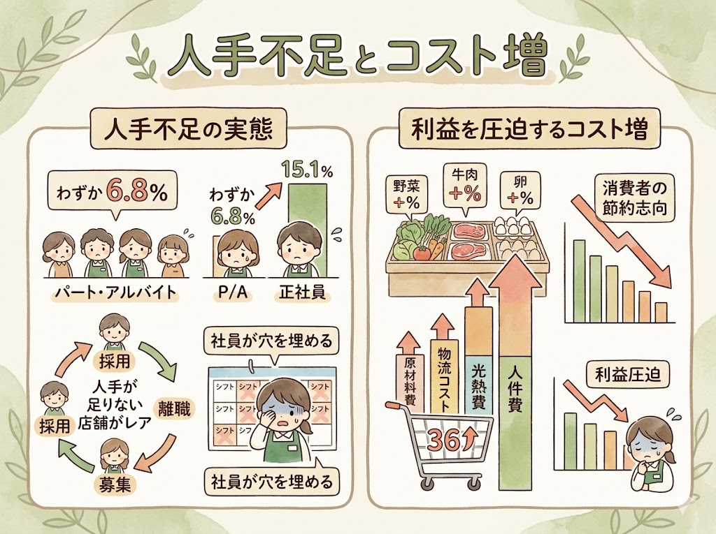 スーパー業界が抱えるリアルな課題：人手不足とコスト増