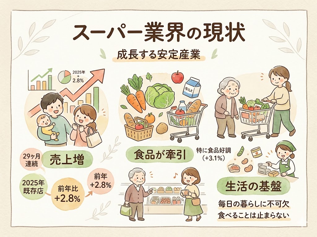 スーパー業界の市場規模は今どのくらい？