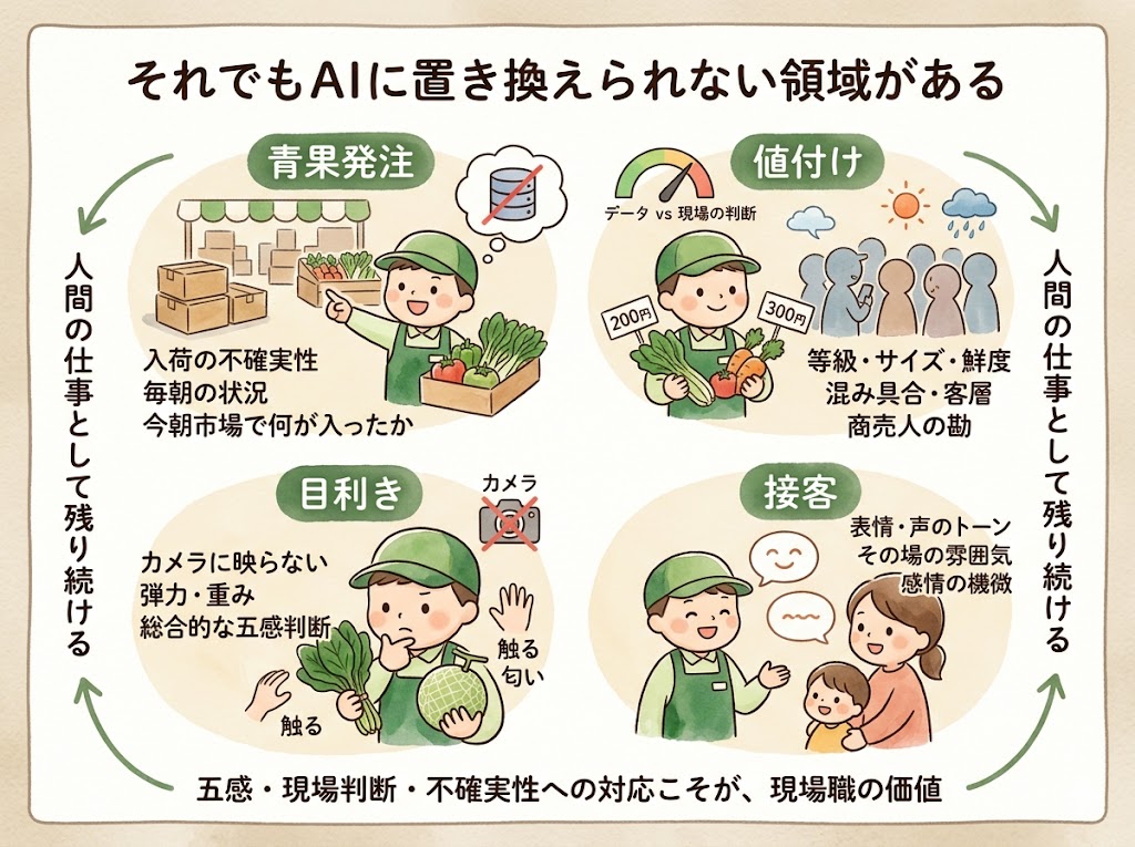 スーパーの業務は、AIに置き換えられない領域がある