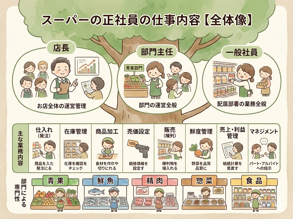 スーパーの正社員の仕事内容【全体像】