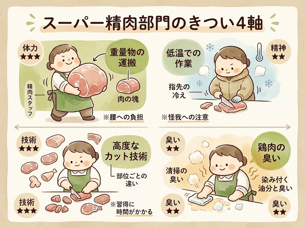 スーパーのきつい部門2位【精肉部門】重労働×低温×刃物の三重苦