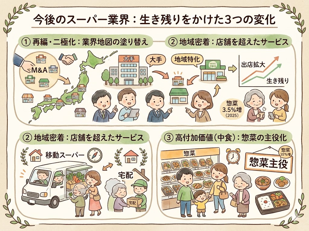 今後のスーパー業界はどうなる？3つのキーワード