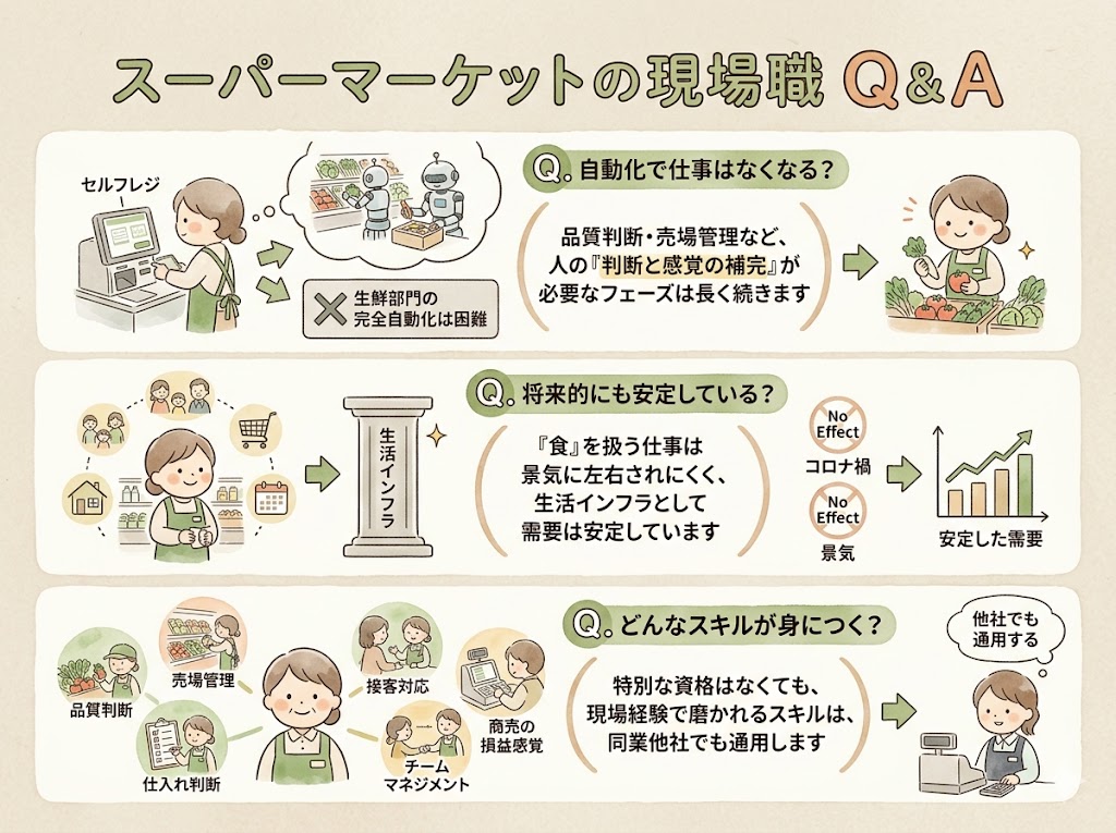 Q&A｜AI時代でもスーパーの現場職はなくならない