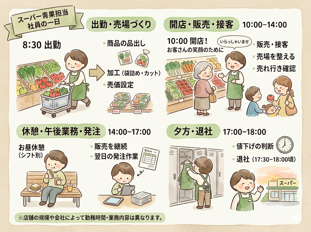 スーパー店舗スタッフの1日の流れ【青果担当の場合】