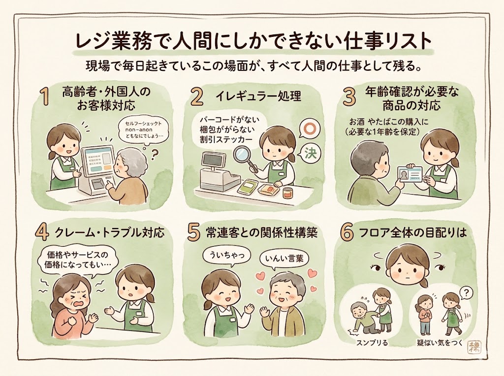 レジ業務で人間にしかできない仕事リスト