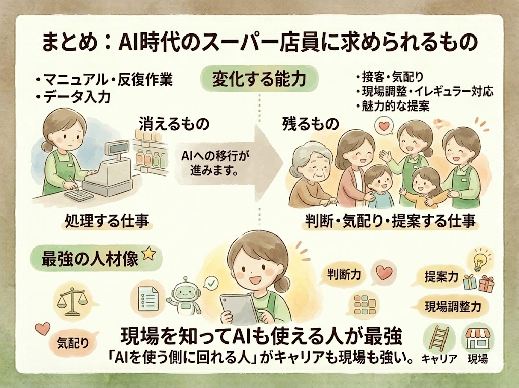 まとめ：AI時代のスーパー店員に求められるもの