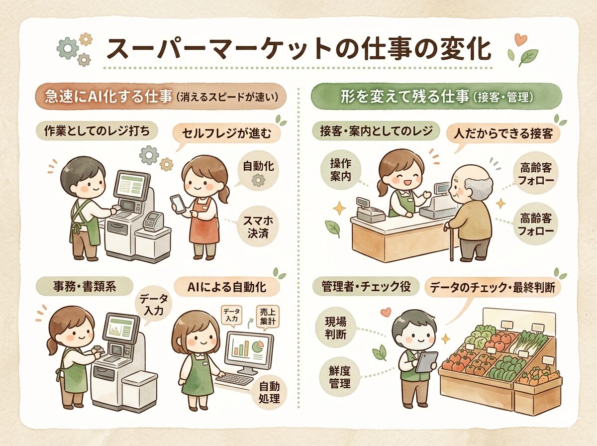AIの導入で消えるスピードが速い仕事（スーパーマーケット版）