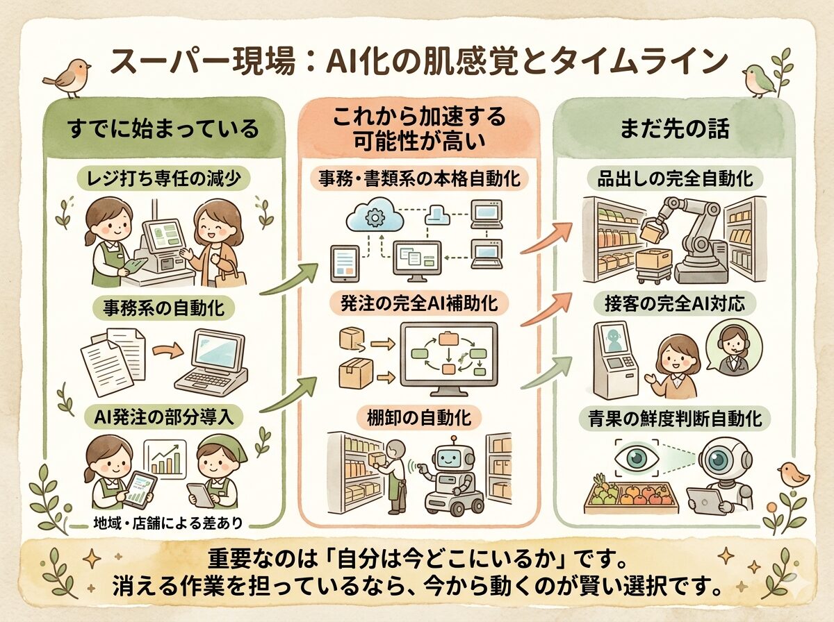 AIの導入で、スーパーの現場は何年後にどうなる？現場の肌感覚