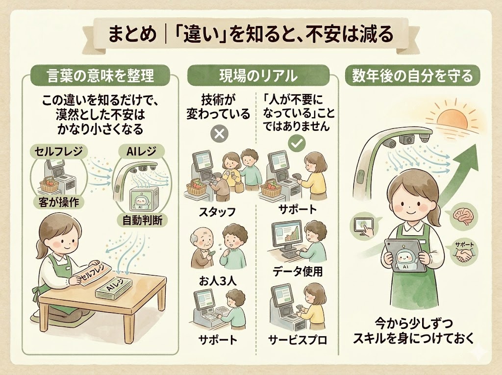 セルフレジとAIレジの違いまとめ