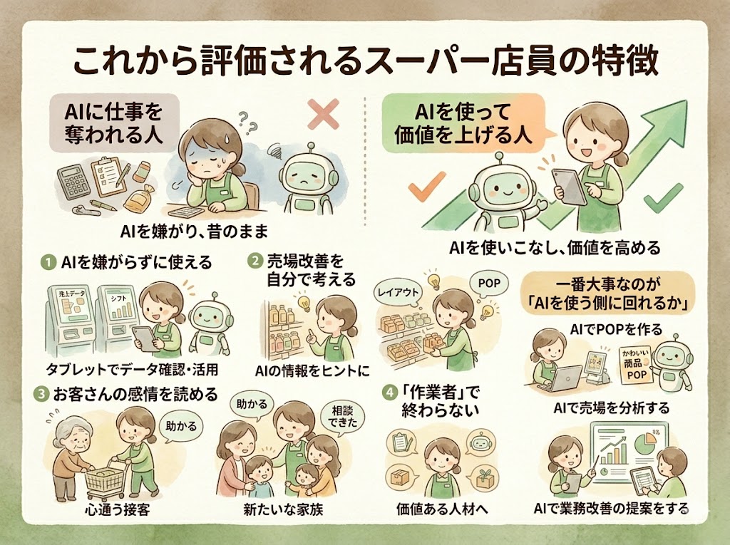 これから評価されるスーパー店員の特徴