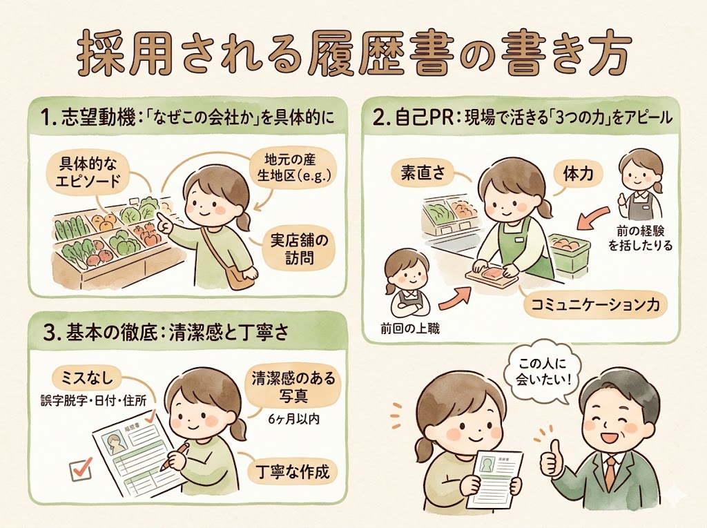 スーパーへの転職で、採用されやすい履歴書の書き方