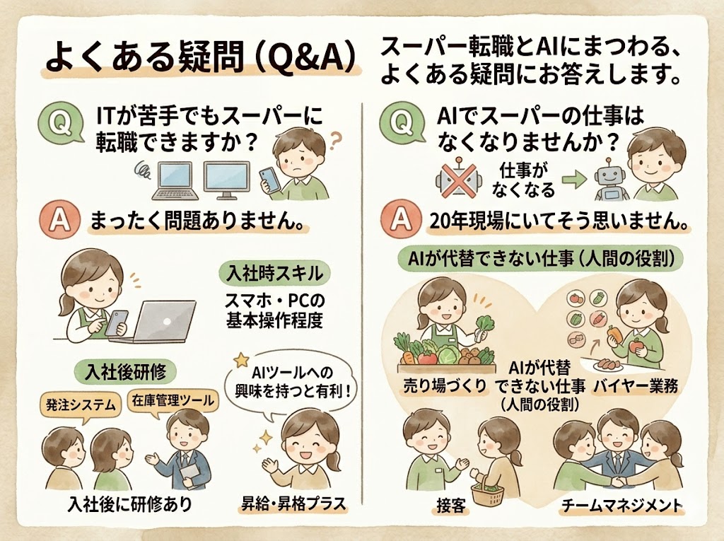 スーパーで必要なAIスキルについて、よくある疑問（Q&A）