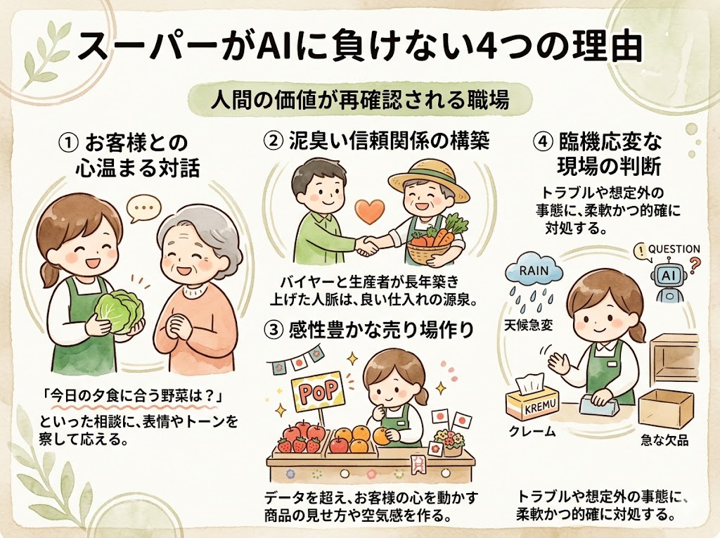 なぜスーパーはAIに仕事を奪われにくいのか