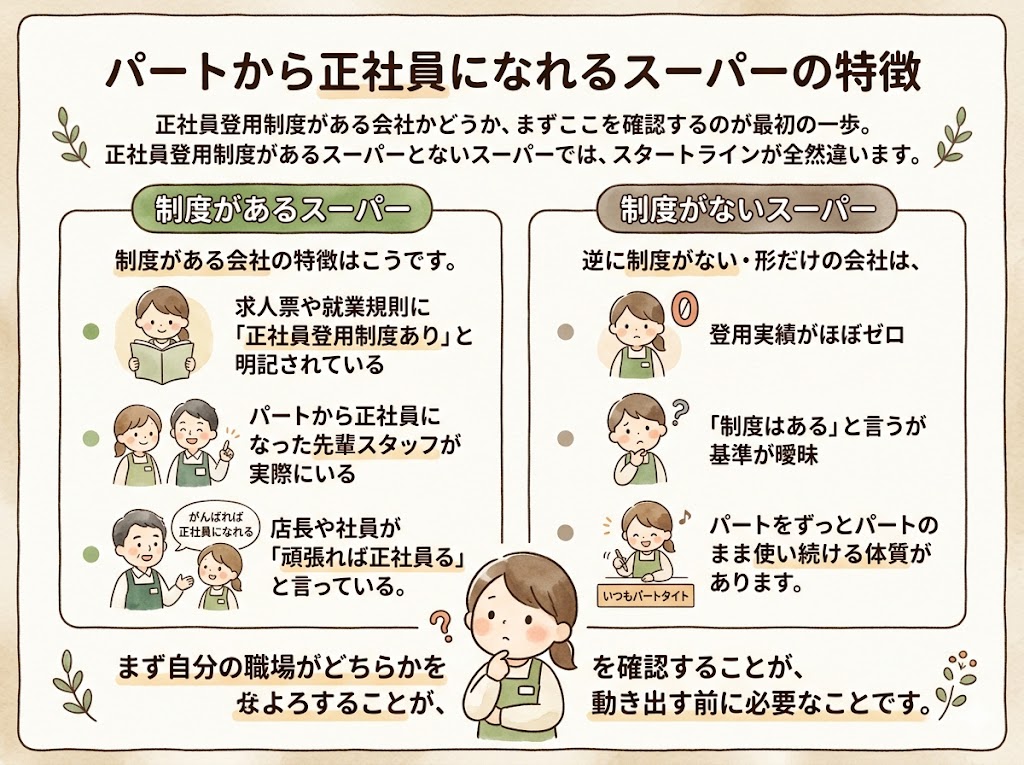 パートから正社員になれるスーパーの特徴