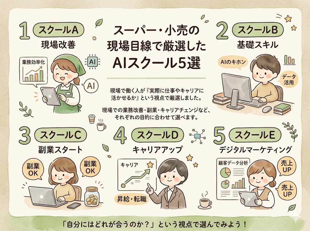 スーパー・小売の現場目線で厳選したAIスクール5選