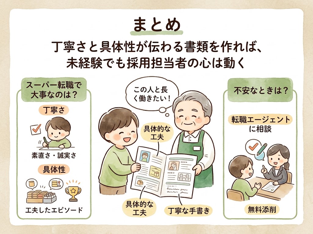 スーパーへの転職面接｜丁寧さと具体性が伝わる書類を作れば、未経験でも採用担当者の心は動く